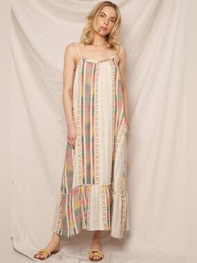 NWT Multicolor Striped Maxi Sun Dress. Medium